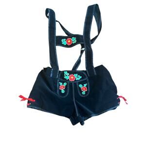 Oktoberfest,WOMEN'S,VELVET Lederhosen, shorts 30” Embroidered Suspenders